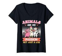 Womens Animal Welfare ANIMALS ARE MY PASSION Funny Animal Rescuer V-Neck T-Shirt
