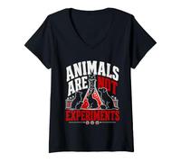 Women's Animal Welfare Animals are NOT Experiments Animal Rights V-Neck T-Shirt
