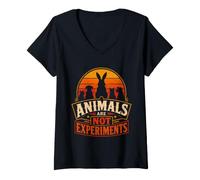 Women's Animal Welfare Animals are NOT Experiments Animal Rights V-Neck T-Shirt
