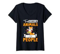 Womens Animal Welfare FUR BELONGS TO ANIMALS NOT PEOPLE Anti Fur V-Neck T-Shirt