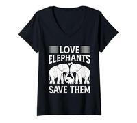 Womens Animal Welfare LOVE ELEPHANTS SAVE THEM Funny Animal Rights V-Neck T-Shirt
