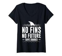 Womens Animal Welfare NO FINS NO FUTURE SAVE SHARKS Animal Rights V-Neck T-Shirt