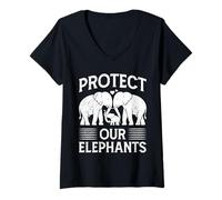 Womens Animal Welfare PROTECT OUR ELEPHANTS Funny Animal Rights V-Neck T-Shirt