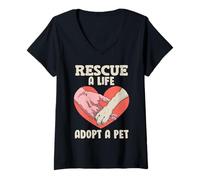 Womens Animal welfare RESCUE A LIFE ADOPT A PET Animal shelter V-Neck T-Shirt