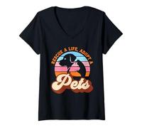 Womens Animal welfare RESCUE A LIFE ADOPT A PETS FUNNY Animal V-Neck T-Shirt
