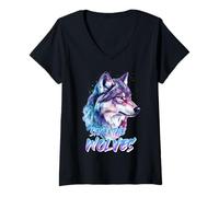 Womens Animal Welfare SAVE THE WOLVES Rescuers Funny Animal Rights V-Neck T-Shirt