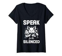 Womens Animal Welfare SPEAK FOR THE SILENCED Funny Animal Rights V-Neck T-Shirt