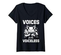 Womens Animal Welfare VOICES FOR THE VOICELESS Funny Animal Rights V-Neck T-Shirt