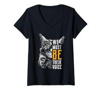 Womens Animal Welfare WE MUST BE THEIR VOICE Funny Animal Rights V-Neck T-Shirt