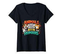 Women's Animals are Greater Than Humans pet Lovers V-Neck T-Shirt