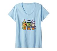 Womens Animals Dressed as Monsters - Cute Halloween Design V-Neck T-Shirt
