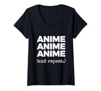 Womens Anime (and Repeat.) Three Times V-Neck T-Shirt
