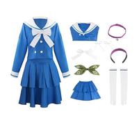Women's Anime Cosplay Costume for Tenko Chabashira School Uniform Halloween Party Outfit Full Set (Blue,L)