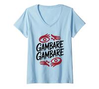 Women's Anime GAMBARE GAMBARE Japanese Motivation V-Neck T-Shirt