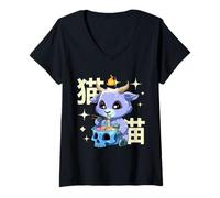 Women's Anime Manga Baphomet Ramen Style V-Neck T-Shirt