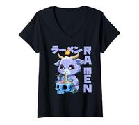 Women's Anime Ramen and Manga Baphomet Ramen Otaku V-Neck T-Shirt