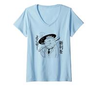 Womens Anime Tshirt Harajuku Fish Japanese Streetwear Manga Otaku V-Neck T-Shirt