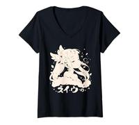 Womens Anime Waifu Cute Anime Manga Cat Girl Sweet Retro Japan V-Neck T-Shirt