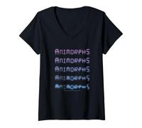 Women's Animorphs Stacked Blurring Transforming Text Book Series V-Neck T-Shirt