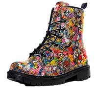 Women's Ankle Booties Casual Non Slip Platform Boots for Party Halloween | Lace Up Combat Boots with Mushroom Flower Graffiti Galaxy Leopard Animal Leather Print Unique Printed