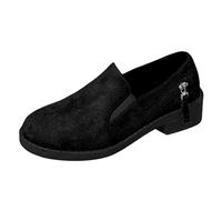 Women's Ankle Boots 2025 New Round Toe British Style Women with Heel Zip Detail Comfortable Large Size Medium Heel, black, 7 UK