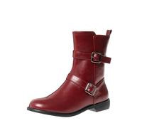 Womens Ankle Boots Black Chelsea Boots Women Shoes for Women Sexy Autumn and Winter Velvet Leather Ankle Shoes Fuzzy Short Womens (Red,5.5)