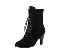 Women's Ankle Boots Block Mid Kitten Heel Boot Slip-On Autumn Winter Ladies Hiking Shoes Lace up Retro Booties Buckle Walking Trainers Casual Smart Street Footwear Uk Size 3.5-7.5