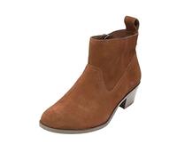 Womens Ankle Boots Chelsea Boots for Women UK Lady Side Zipper Block Heel Booties Casual Slip On Platform Shoes Round Toe Solid Suede Leather Booties Brown