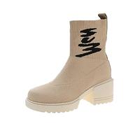 Womens Ankle Boots Chelsea Boots Women Wide Fit Nine Womens Shoes Fashion Thick Bottom Chunky Heel Women's Shoes Breathable Fashion Round Head Chunky Heel Woman Flat Wide (Beige,41)