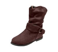 Womens Ankle Boots Classic Wide Calf Booties Chunky Heel Anti-Slip Ladies Booties Cowgirl Shoes Leather Cowboy Boots for Women Floral Coffee