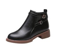 Womens Ankle Boots Extra Comfortable Retro Shoes Waterproof Slip-on Classic Booties Western Cowboy Chunky Comfortable Shoes Booties for Dog Walking Hiking (Black, 4)