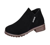 Women's Ankle Boots Faux Suede Low Block Heel Chelsea Booties Round Toe | Plain short boots casual walking shoes office work footwear autumn winter fashion trend commuting travel comfortable shoes