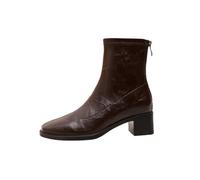 Women's Ankle Boots for Small People with Height Increase, Square-Toe Chunky Heel Boots Featuring 5cm Lift and Mute Soles, French Chelsea Booties for Trench Coat and Short Skirt Commuter Styles Brown