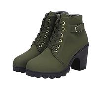 Womens Ankle Boots High Heels-Thick Platform Zipper Fashion Ladies Short Boots Orthopedic Booties Comfortable Shoes Cowboy Biker Boots Anti-Slip Hiking Booties Trekking Shoes UK Size