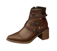 Women'S Ankle Boots Ladies Walking Boots Wide Fit Short Boot Slip On Chunky Sole Shoes Comfy Casual Everyday Boot Non Slip Orthopedic Footwear Lightweight Autumn Comfy Brown Size 6.5