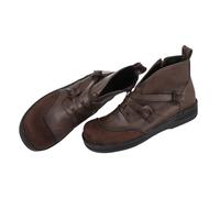 Womens Ankle Boots Leather Flat Non Slip Ankle Boot With Side Zip Plus Size | Round Toe Double Buckle Strap V-Cut Ankle Boots Solid Wear-Resistant Sport Outdoor Shoes For Daily Causal Walking Jogging