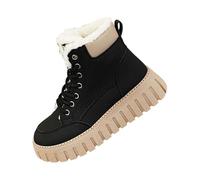 Women's Ankle Boots Leather Platform Lace-Up Boots Made of Waterproof Boots Comfortable Non-Slip Orthopaedic Shoes Lightweight Slip On Wide Short Boots Biker Boots Rain Shoes Short Winter Boots, black