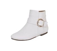 Womens Ankle Boots Low Flat Heel Slouch Boots Casual belt buckle side zipper Chelsea Winter Comfy Short Booties