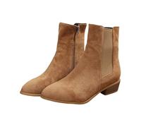 Women's Ankle Boots Mid Calf Cowgirl Casual Shoes Slip-on Classic Waterproof Booties Comfortable Western Cowboy Chunky Shoes Boots with Side Zip Closure (Khaki, 5.5)