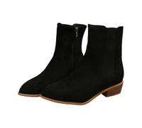 Women's Ankle Boots Mid Calf Cowgirl Casual Shoes Slip-on Classic Waterproof Booties Comfortable Western Cowboy Chunky Shoes Boots with Side Zip Closure (Black, 7.5)