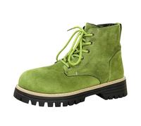 Women's Ankle Boots Platform Chunky Sole Round Toe Suede Combat Style Booties Lace-Up Elegant Stylish Ladies Casual Shoes Cozy Autumn Winter size 6.5