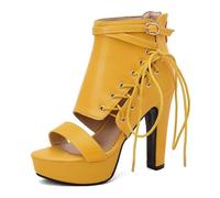 Women's Ankle Boots Platform High Heels Sandals Female Buckle Party Footwear Shoes Summer Sexy Ladies Shoe,yellow,44