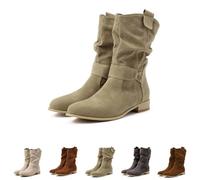 Women'S Ankle Boots Platform Pointed Toe Comfy Solid Color Shoe Warm Lined Slip On Classic Womens Ankle Boot Snow Rain Waterproof Suede Shoes Lightweight Breathable Walking Boots