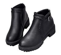 Women's Ankle Boots Pull On Fall Weather Shoes Classic Slip-on Waterproof Booties Comfortable Western Cowboy Chunky Shoes Boots for Trekking Fishing Riding (Black, 5)