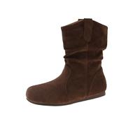 Women's Ankle Boots Short Boots Spring Summer Autumn Single Retro Soft Round Toe Flat Bottom Style Flat Pleated Suede Single Boots Coffee