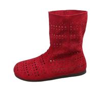 Womens Ankle Boots Size 6 Ladies Boots Size 6 UK Summer Sandals Imitation Leather Hollow Mid Heel Booties Mid Heel Chunky Plus Women's Booties Hollow Out Sandals Women's High (Red, 4)