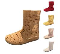 Womens Ankle Boots Size 6 Ladies Boots Size 6 UK Summer Sandals Imitation Leather Hollow Mid Heel Booties Mid Heel Chunky Plus Women's Booties Hollow Out Sandals Women's High (Brown, 5)