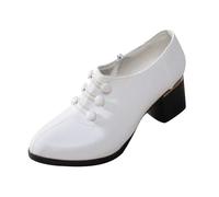 Womens Ankle Boots Thick Heel Slip on Leather Short Boots Winter Lightweight Soft Waterproof Booties Side Zip Fashion Hundred Work Chelsea Boot Arch Support Outdoor Walking Shoes White