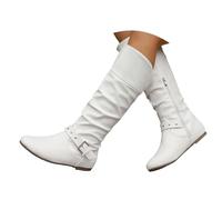 Women's Ankle Boots UK Winter Slouchy Buckle Strap Warm Comfortable Low Heel Faux Leather Boots Casual Daily Wear Outdoor Stylish Ladies Short Boots - Ideal for Cold Weather, Fashion-Forward Looks