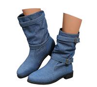 Women's Ankle Boots UK Winter Slouchy Buckle Strap Warm Comfortable Low Heel Faux Leather Boots Casual Daily Wear Outdoor Stylish Ladies Short Boots - Ideal for Cold Weather, Fashion-Forward Looks